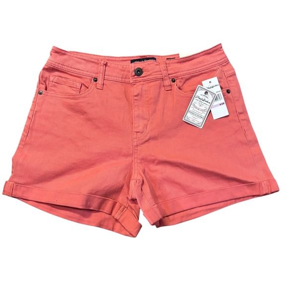 Flag & Anthem Pants - Flag &‎ Anthem Denim Shorts Cuffed Coral Pink Casual Everyday Size 6/28NWT